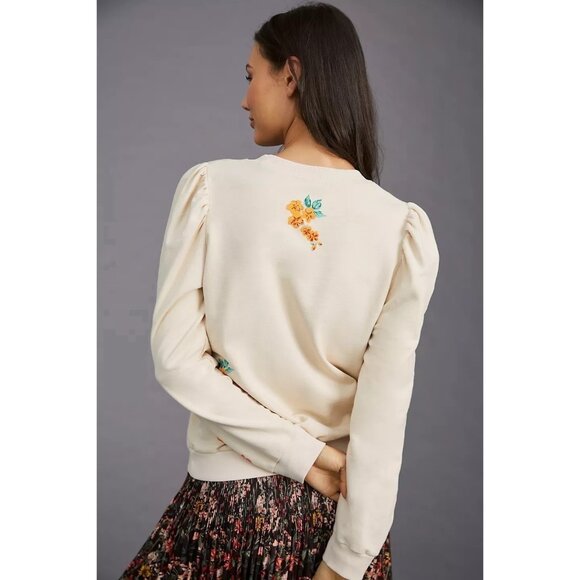 Tiger Print Cream Sweatshirt With Ruffle Shoulder Detail - Picture 2 of 8